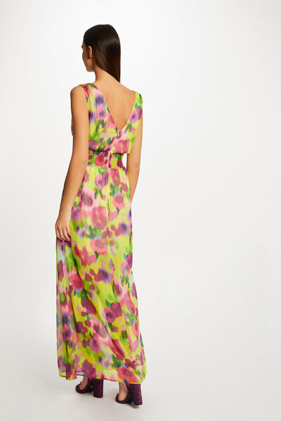 Maxi waisted dress abstract print multico ladies'