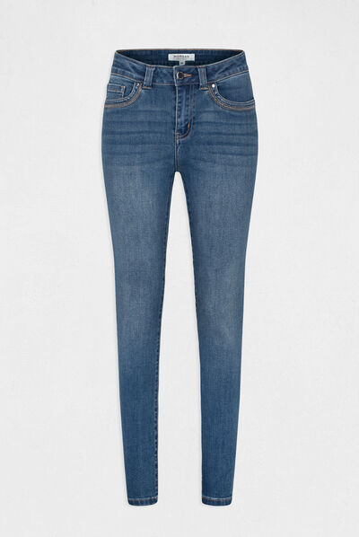 High-waisted slim jeans stone denim ladies'