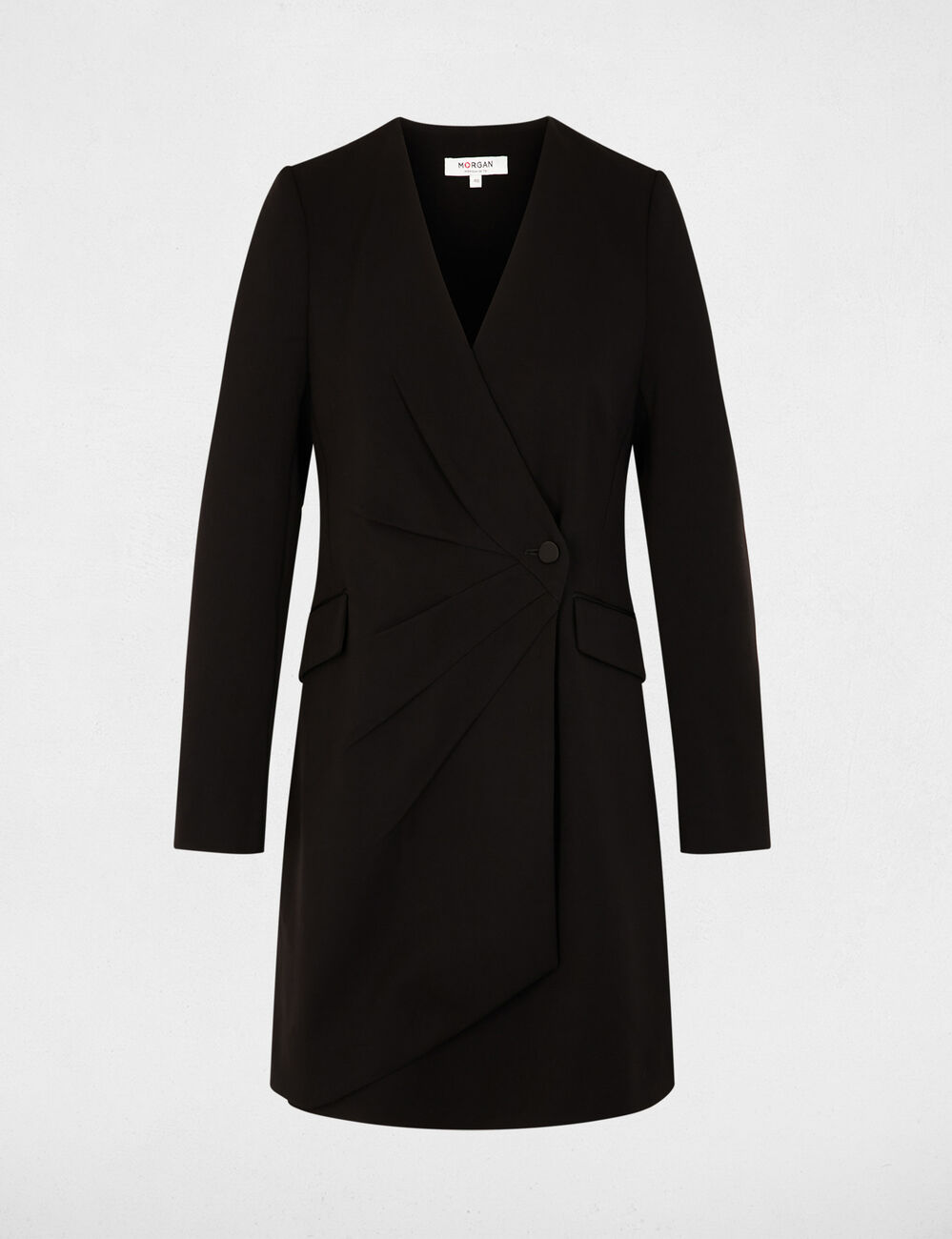 robe blazer col v noir femme black women