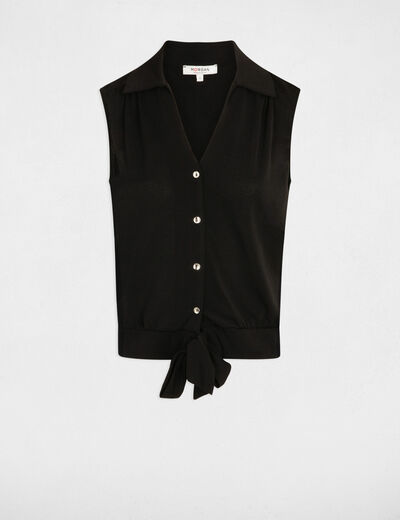 Sleeveless tied blouse black ladies'