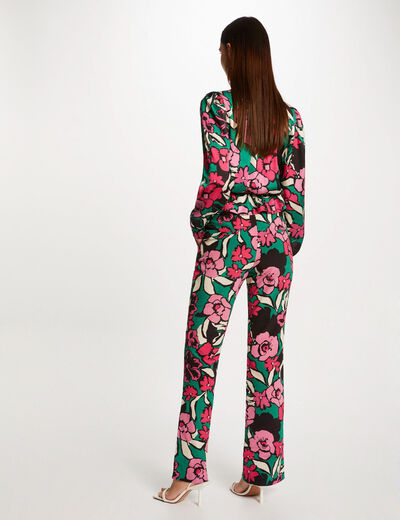 Straight trousers with floral print multico ladies'