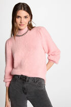 Pull col montant rose femme