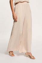 Flowy wide-leg trousers light beige women