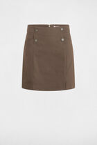 Mini skirt with buttons khaki green women