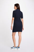 Fitted short knit dress navy blue women
