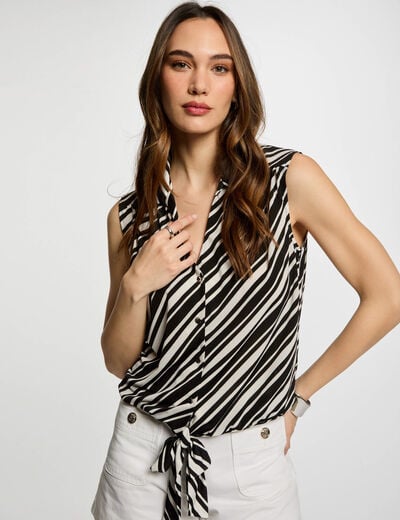 Striped sleeveless vest top white women