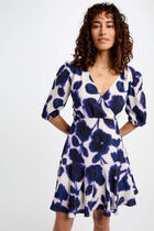 Robe courte évasée imprimée multicolore femme