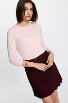Mini pleated skirt plum women