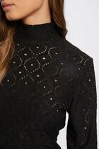 Fitted mini embroidered dress black women