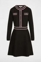 Robe tricot courte ajustée noir femme