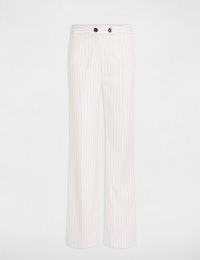 Straight trousers with stripes ecru women