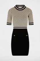 Robe tricot courte ajustée sable femme