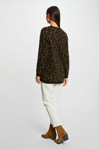 Mid-length cardigan leopard print black women