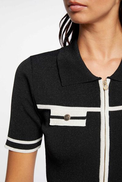 Fitted jumper dress with zipped collar black ladies'