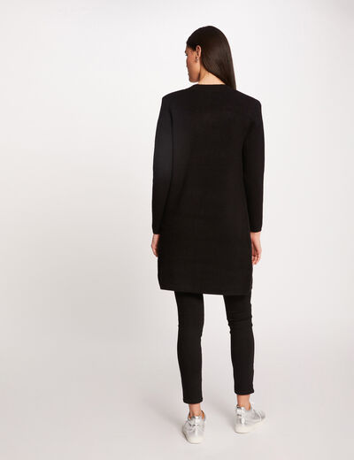 Straight Knit Vest with Notched Collar dark grey women