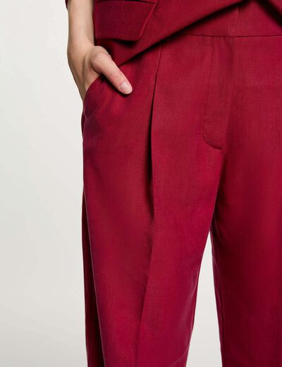 High-waisted trousers bordeaux women