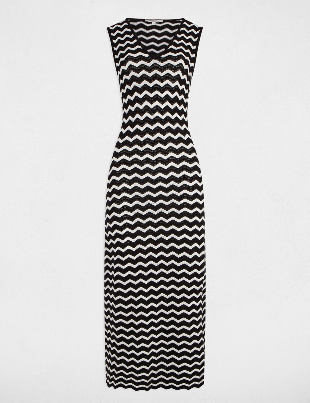Robe tricot longue ajustée noir femme