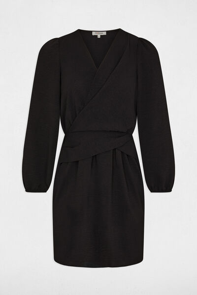 Short straight dress black ladies'