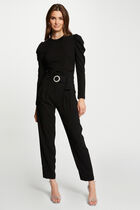 Ribbed long-sleeved t-shirt black women