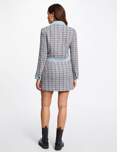 Short tweed skirt with denim details multico ladies'