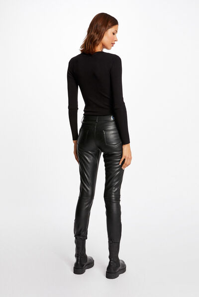 Long-sleeved jumper buttons fine knit black ladies'