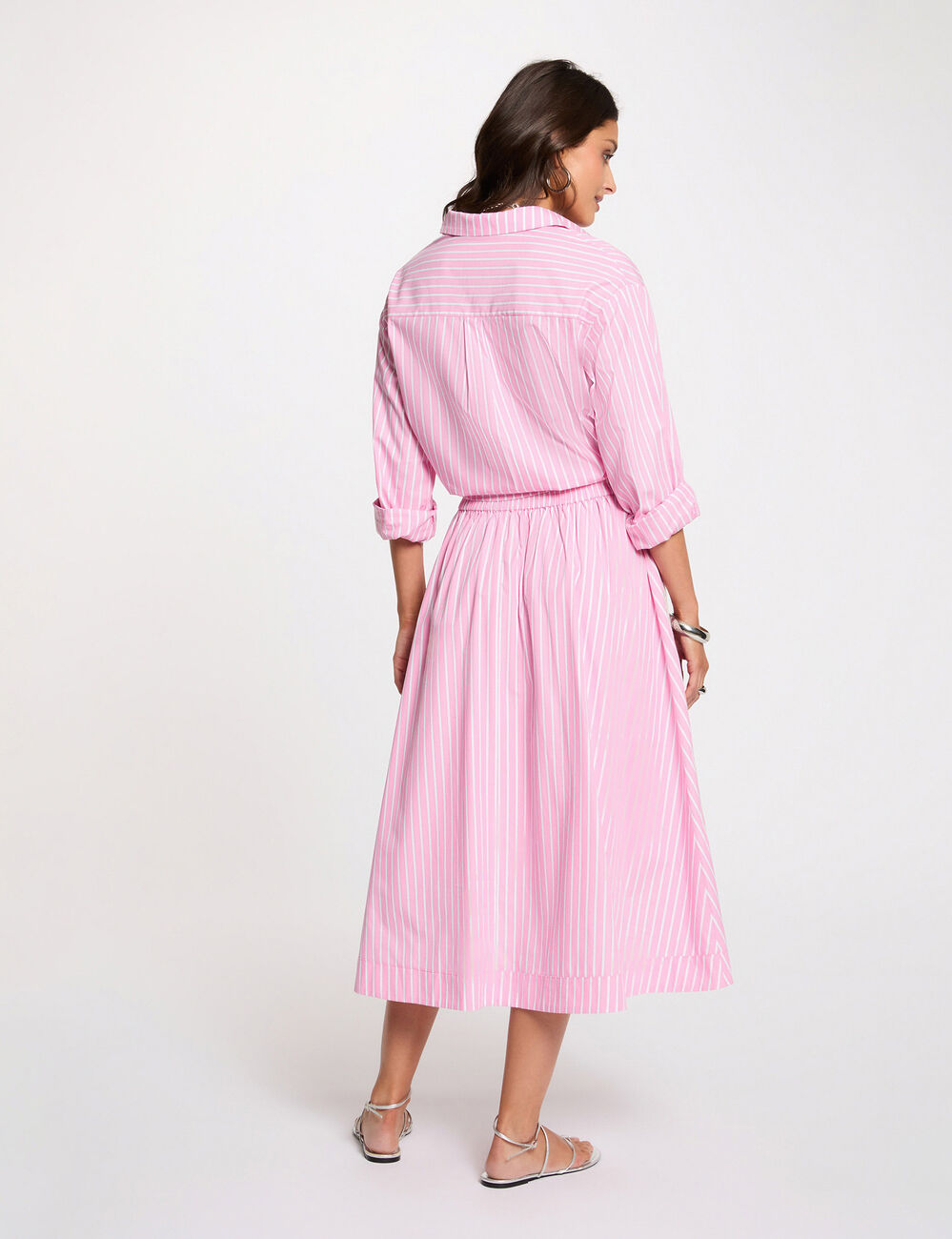 Flared long skirt pink women