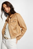 Buttoned suede jacket camel women