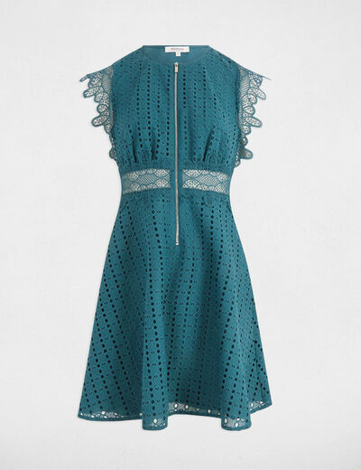 A-line mini lace dress petroleum blue women