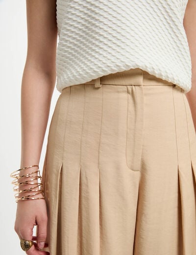 Wide leg trousers with darts cream women