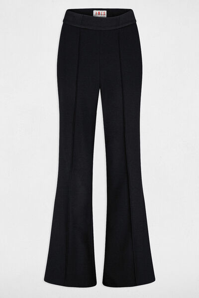 Flare smoking trousers with darts black ladies'