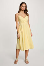 Striped wrap dress light yellow women
