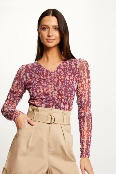 Long-sleeved t-shirt abstract print multico ladies'