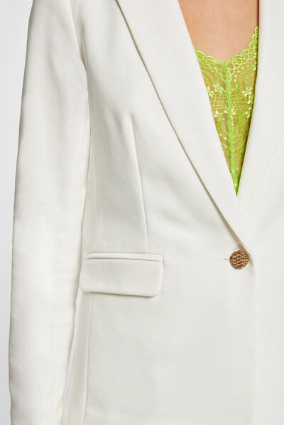 Straight buttoned blazer ecru ladies'