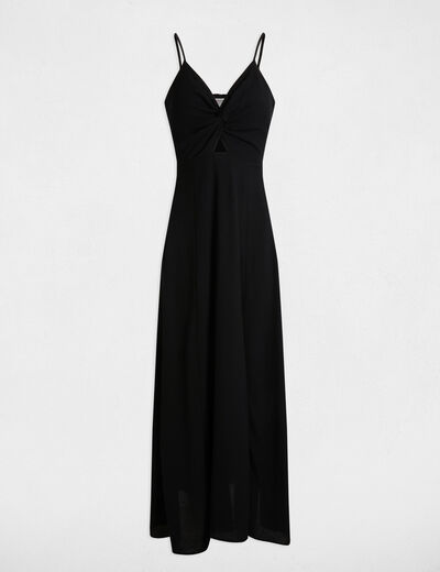 Straight maxi dress with slit black women