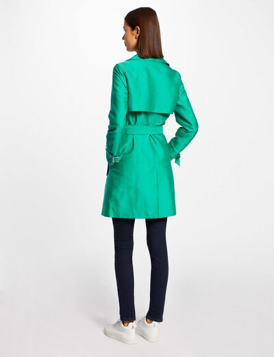 Straight belted trenchcoat green ladies'