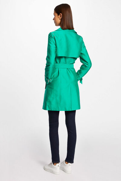 Straight belted trenchcoat green ladies'