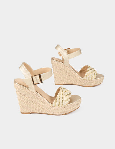 Sandals with wedge heels gold yellow women