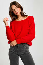 Jumper with round neck red women