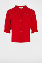 3/4-length sleeved blouse red women