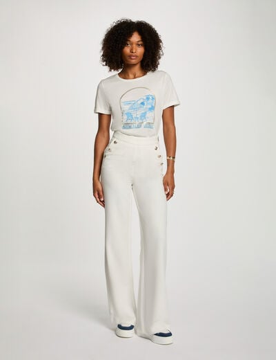 Wide leg trousers with buttons white women