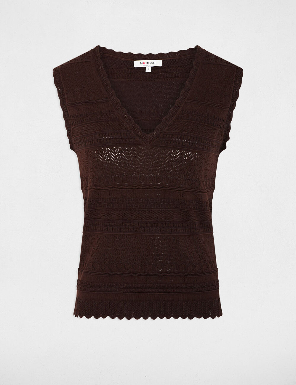 Fitted V-neck sweater dark brown women