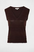 Fitted V-neck sweater dark brown women