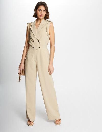 Jumpsuit with buttons beige ladies'