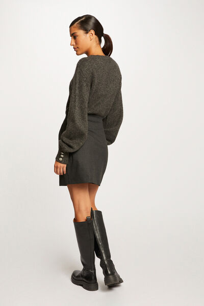 Long-sleeved jumper with round neck anthracite grey ladies'