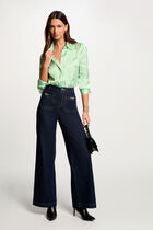 Striped long-sleeved shirt green women