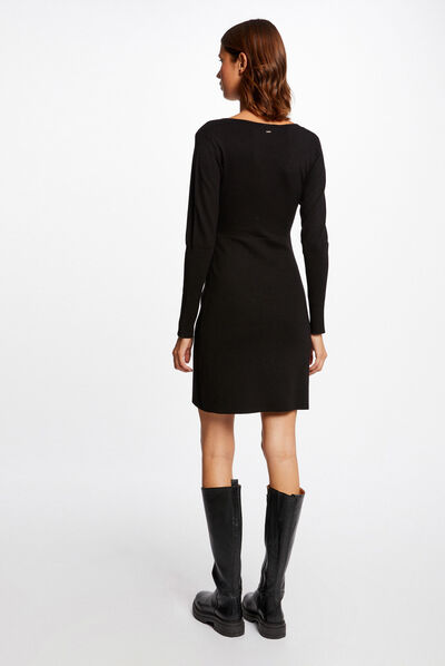 Straight jumper dress with zipped detail black ladies'