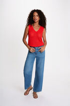 Crochet top with v-neck bright red women