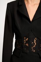 Robe courte ajustée à dentelle noir femme