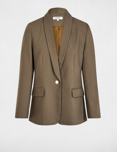 Short jacket shawl collar khaki green women