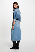 Jupe midi droite en jean denim stone femme